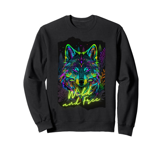 80S Vaporwave Synthwave Wolf Sweatshirt - Trendy Graphic Men Women - T-Shirt, Sweatshirt, Hoodie