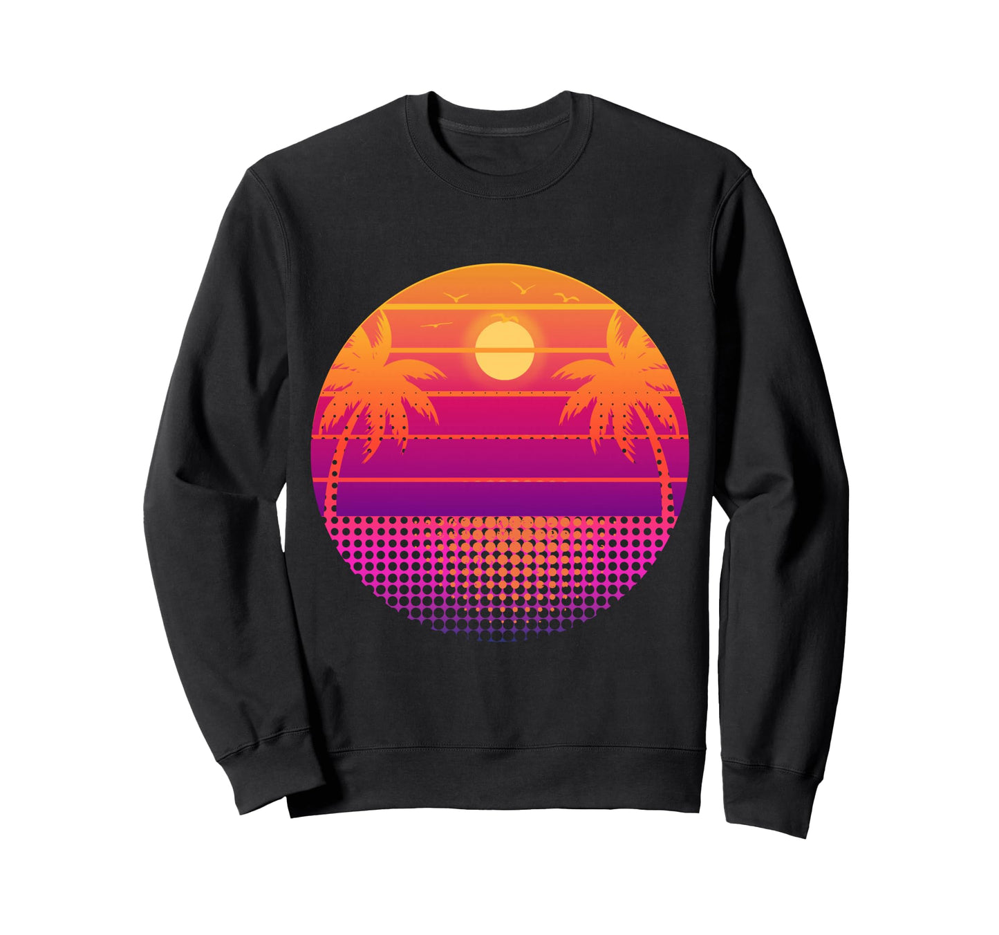 80S Vaporwave Palm Trees Sunset Sweatshirt - Novelty Apparel Men Women - T-Shirt, Sweatshirt, Hoodie
