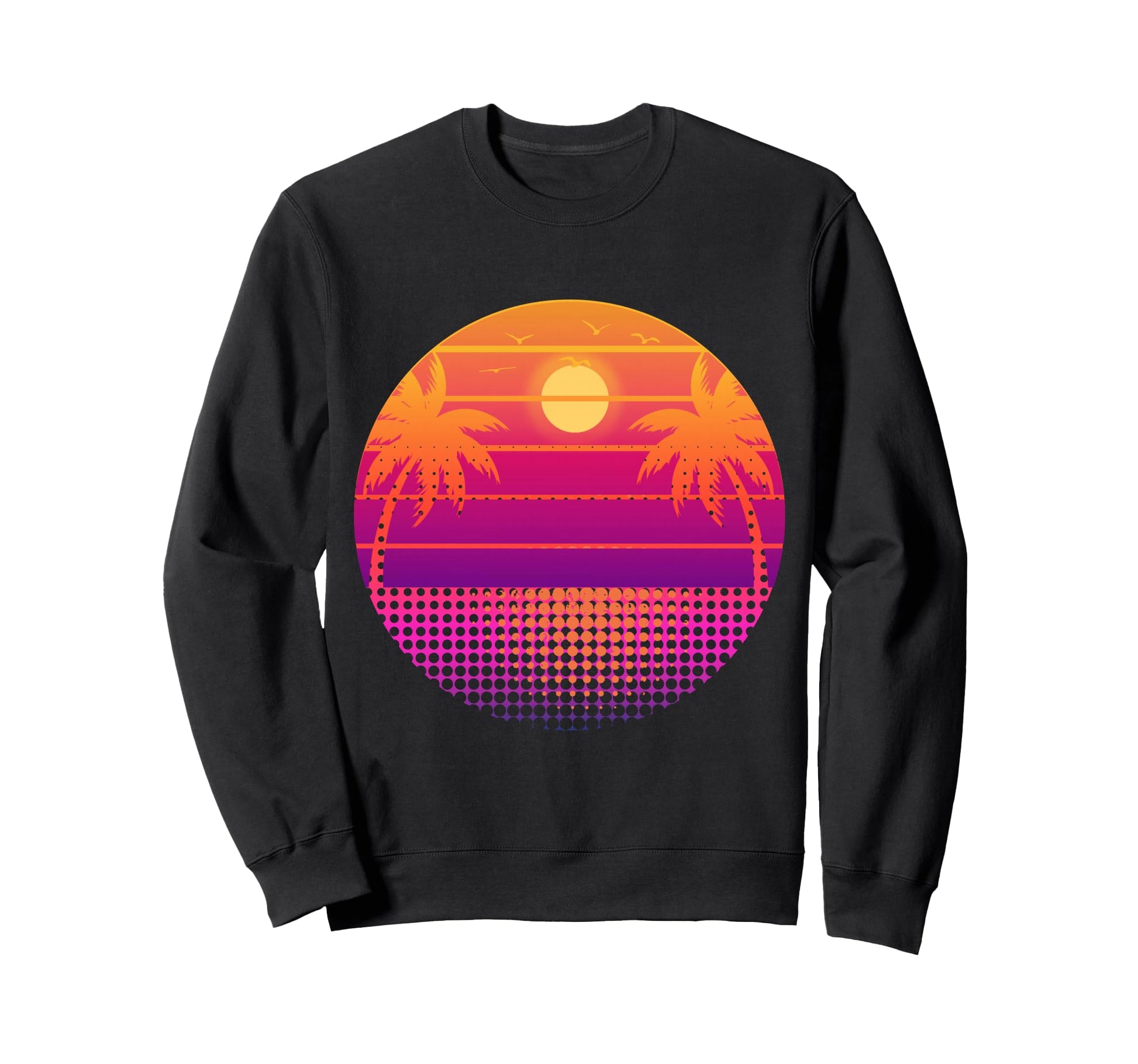 80S Vaporwave Palm Trees Sunset Sweatshirt - Novelty Apparel Men Women - T-Shirt, Sweatshirt, Hoodie