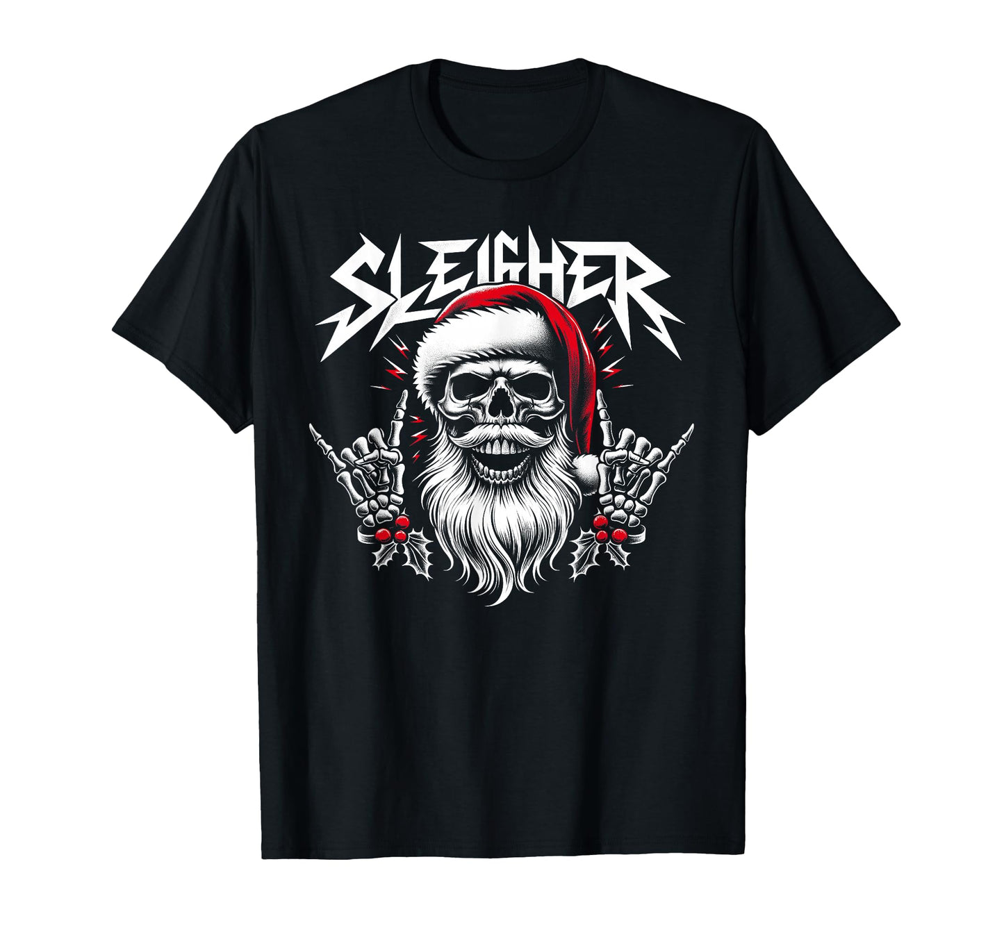 Hail Santa Sleigher And Heavy Metal T-Shirt - Unique Graphic Men Women - T-Shirt, Sweatshirt, Hoodie