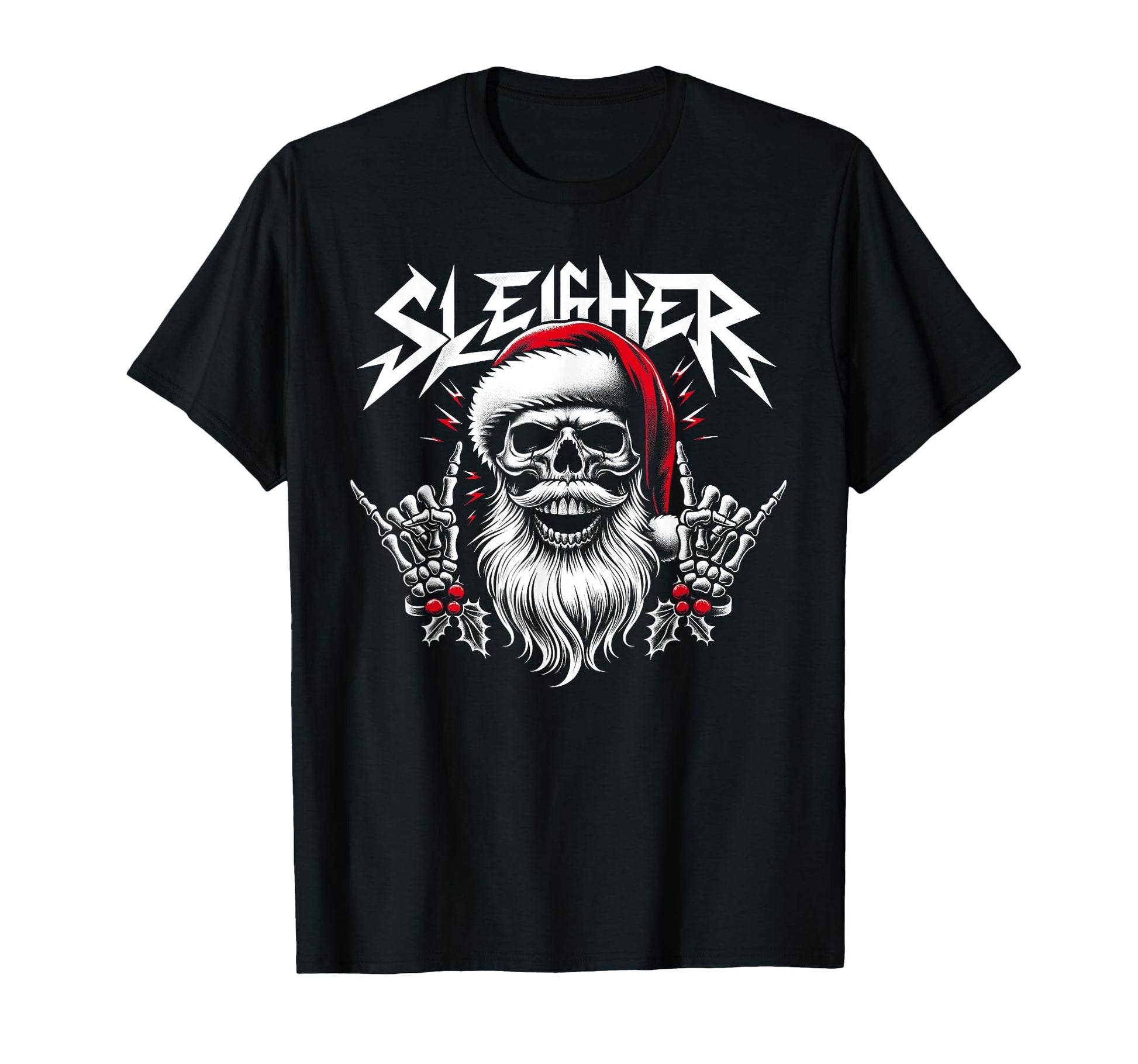 Hail Santa Sleigher And Heavy Metal T-Shirt - Unique Graphic Men Women - T-Shirt, Sweatshirt, Hoodie