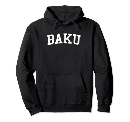 Baku Azerbaijan Distressed White Hoodie - Casual Everyday Wear Men Women - T-Shirt, Sweatshirt, Hoodie