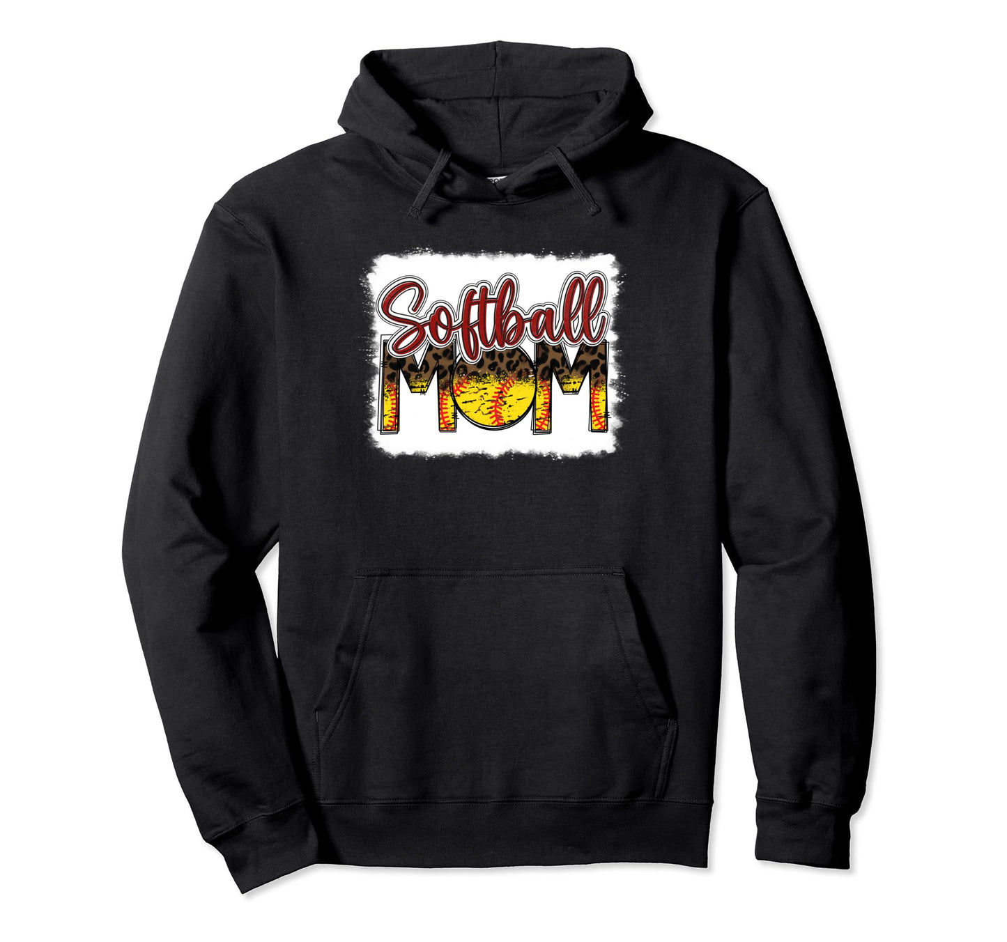 Bleached Softball Mom Leopard Funny Hoodie - Trendy Graphic for Adults - T-Shirt, Sweatshirt, Hoodie