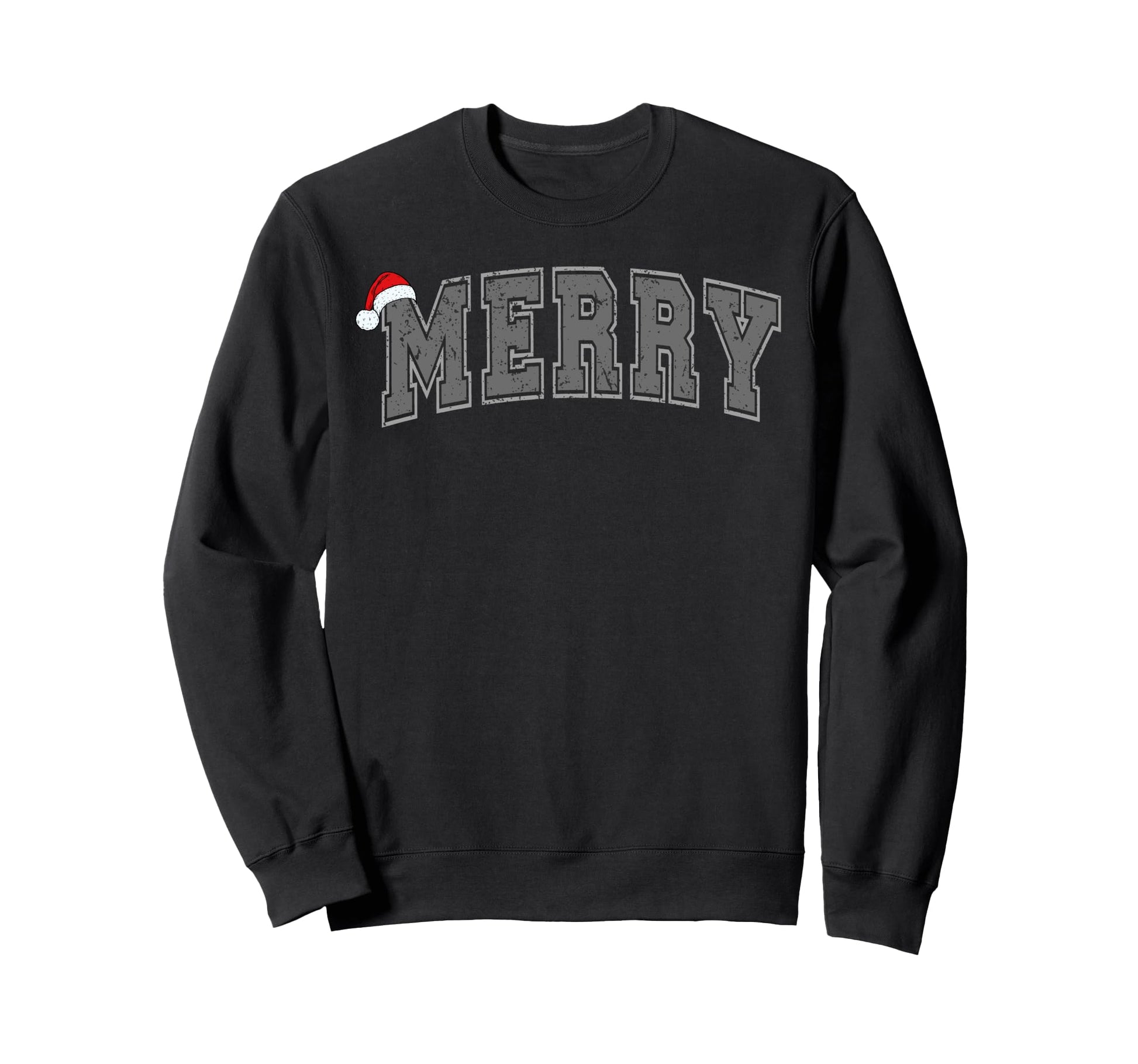Merry Varsity Santa Hat Sweatshirt - Fun Novelty Design for Adults - T-Shirt, Sweatshirt, Hoodie
