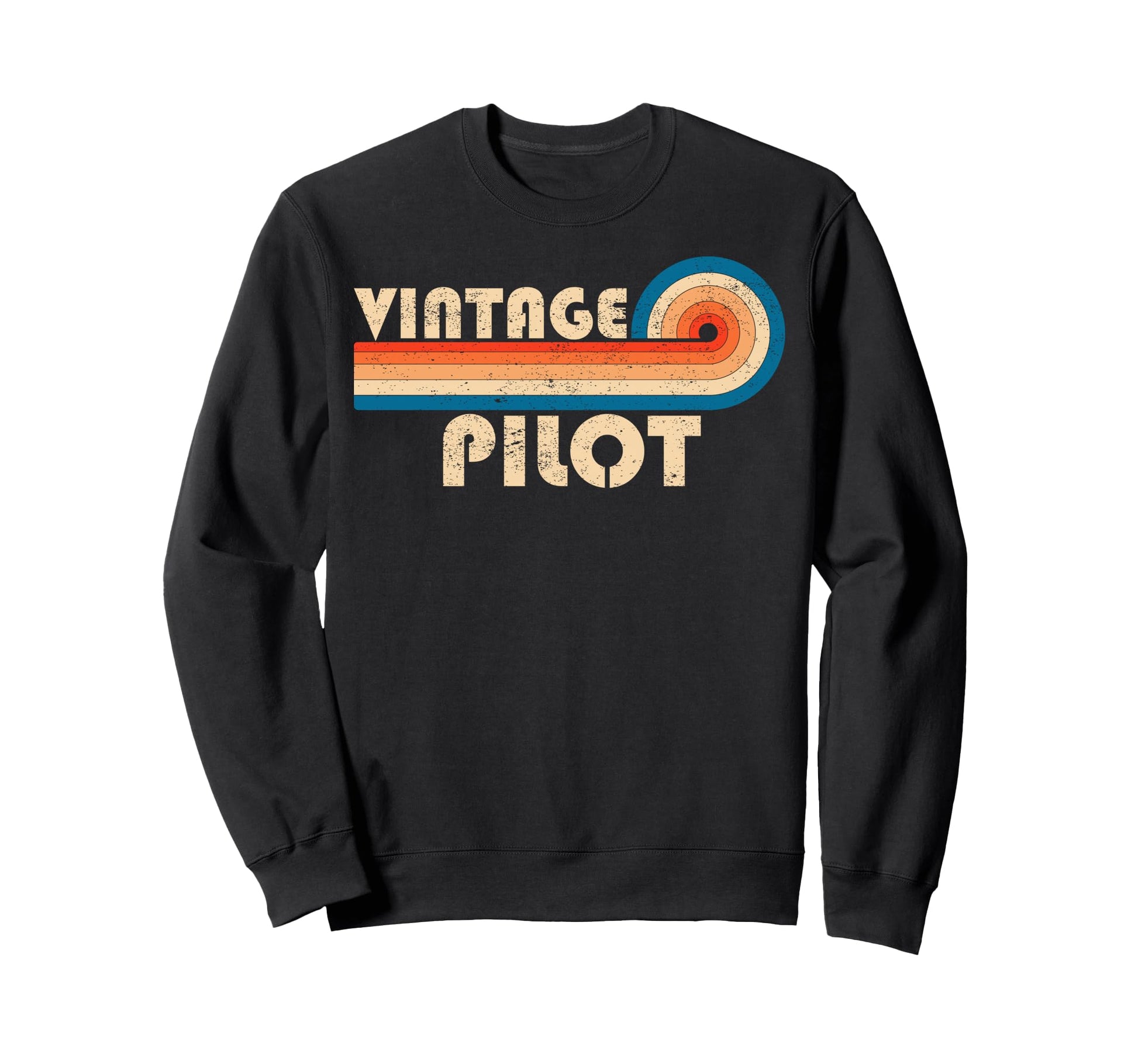 Pilot 70S 80S Sunset Stripe Sweatshirt - Fun Novelty Design Men Women - T-Shirt, Sweatshirt, Hoodie