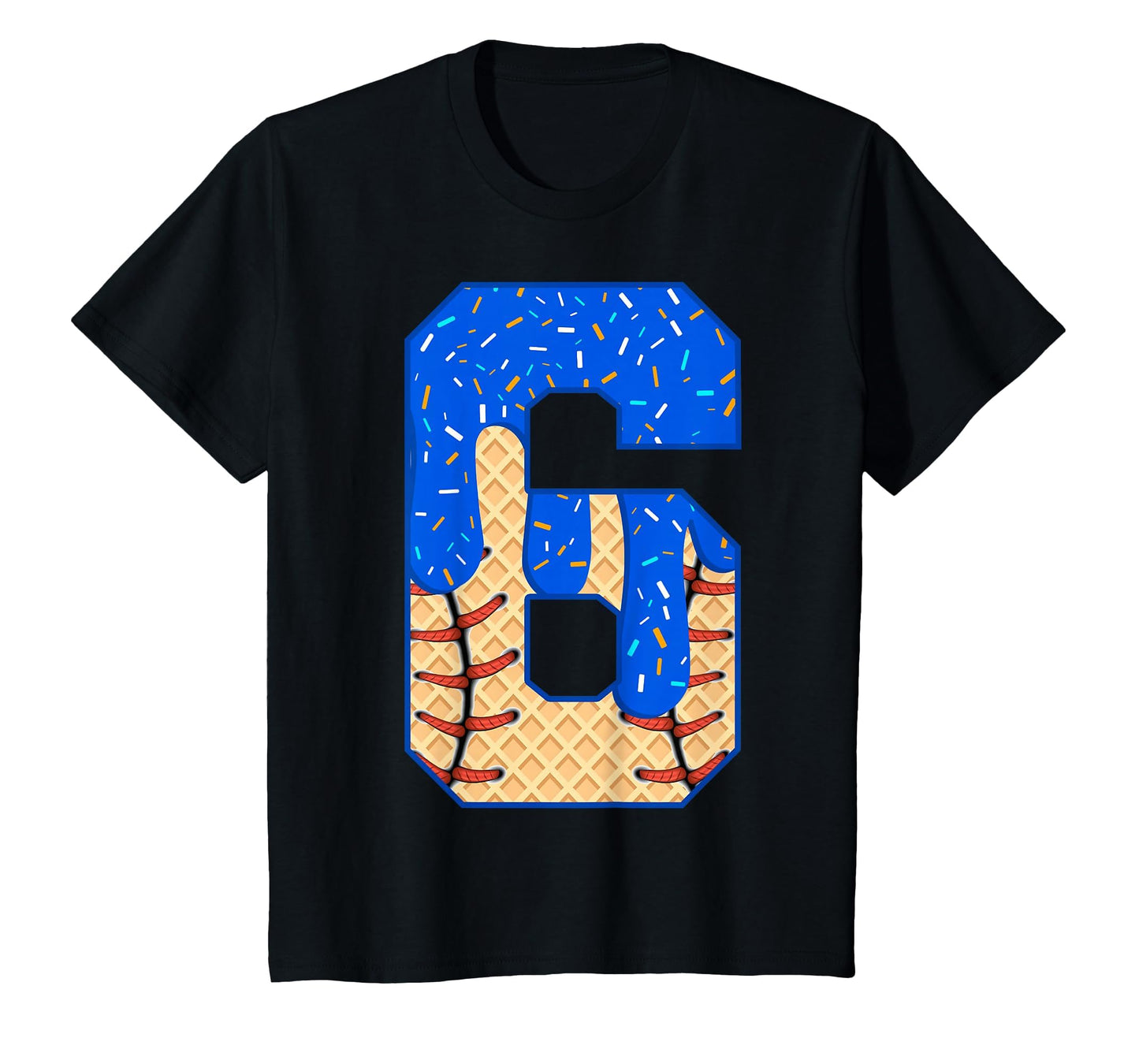 6Th Birthday Ice Cream Baseball Drip T-Shirt - Novelty Apparel for Adults - T-Shirt, Sweatshirt, Hoodie