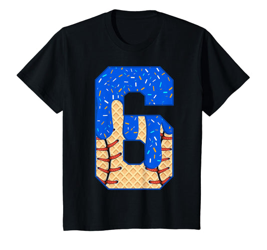 6Th Birthday Ice Cream Baseball Drip T-Shirt - Novelty Apparel for Adults - T-Shirt, Sweatshirt, Hoodie