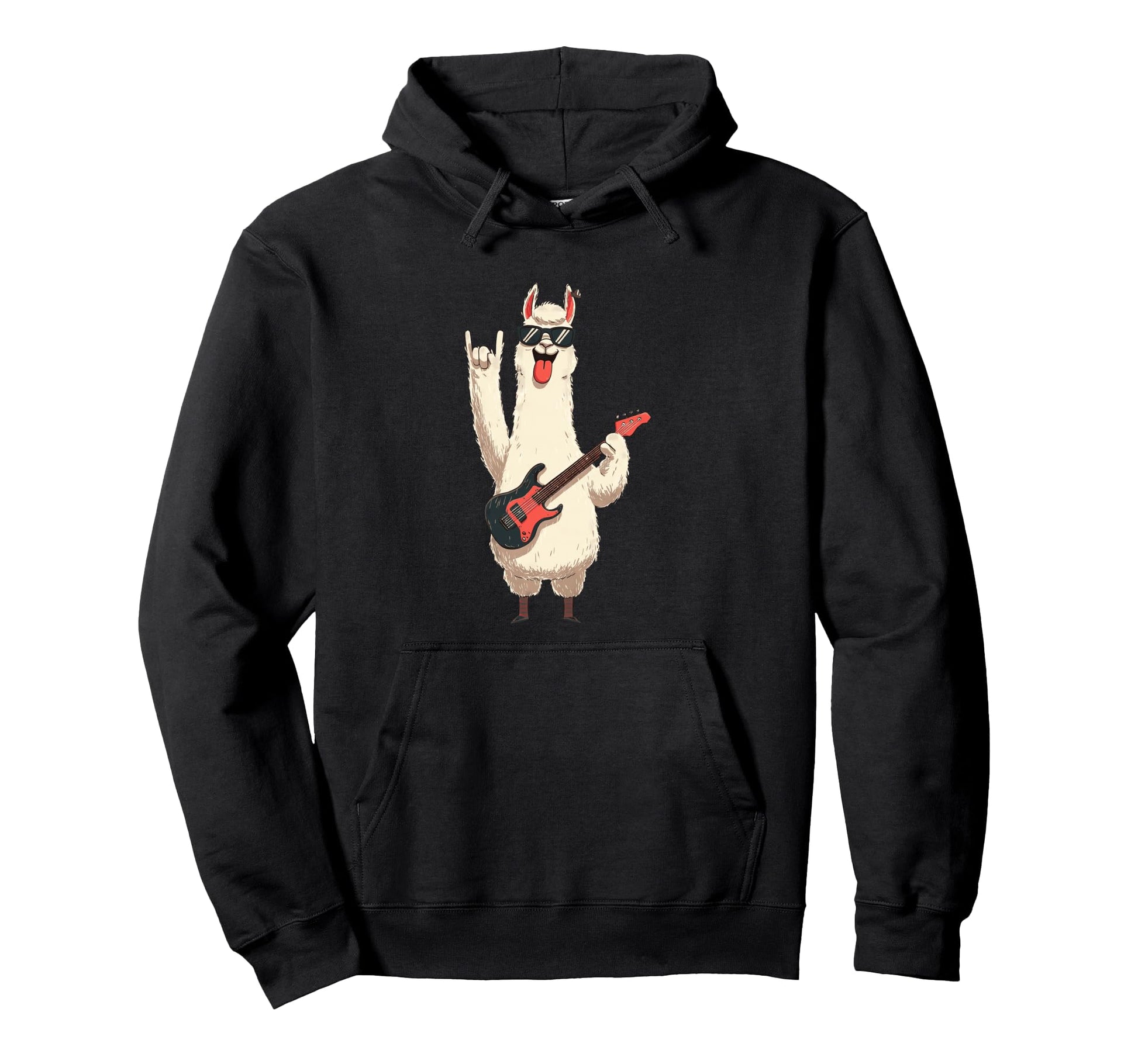 Llama Guitar Funny Animal Rockstar Hoodie - Minimalist Print for Adults - T-Shirt, Sweatshirt, Hoodie
