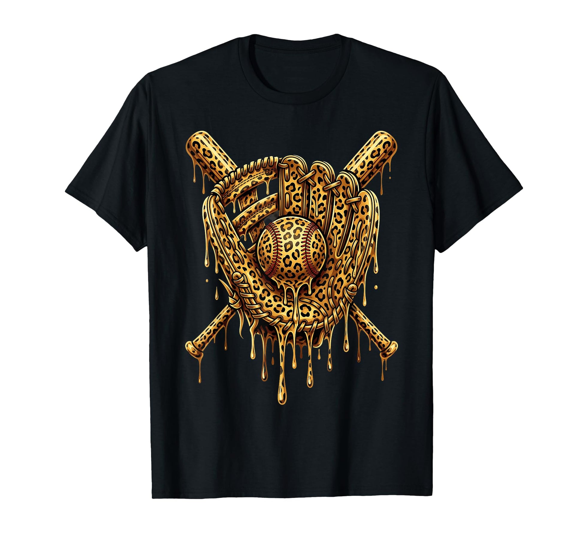 Baseball Drip Leopard Pattern T-Shirt - Aesthetic Graphic Men Women - T-Shirt, Sweatshirt, Hoodie