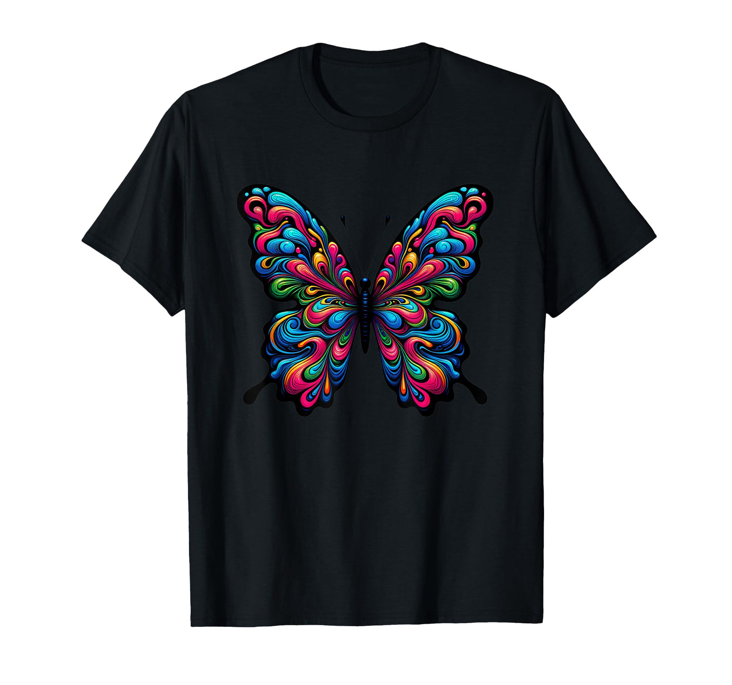 Butterfly Vibrant Psychedelic Color T-Shirt - Casual Everyday Wear Unisex - T-Shirt, Sweatshirt, Hoodie