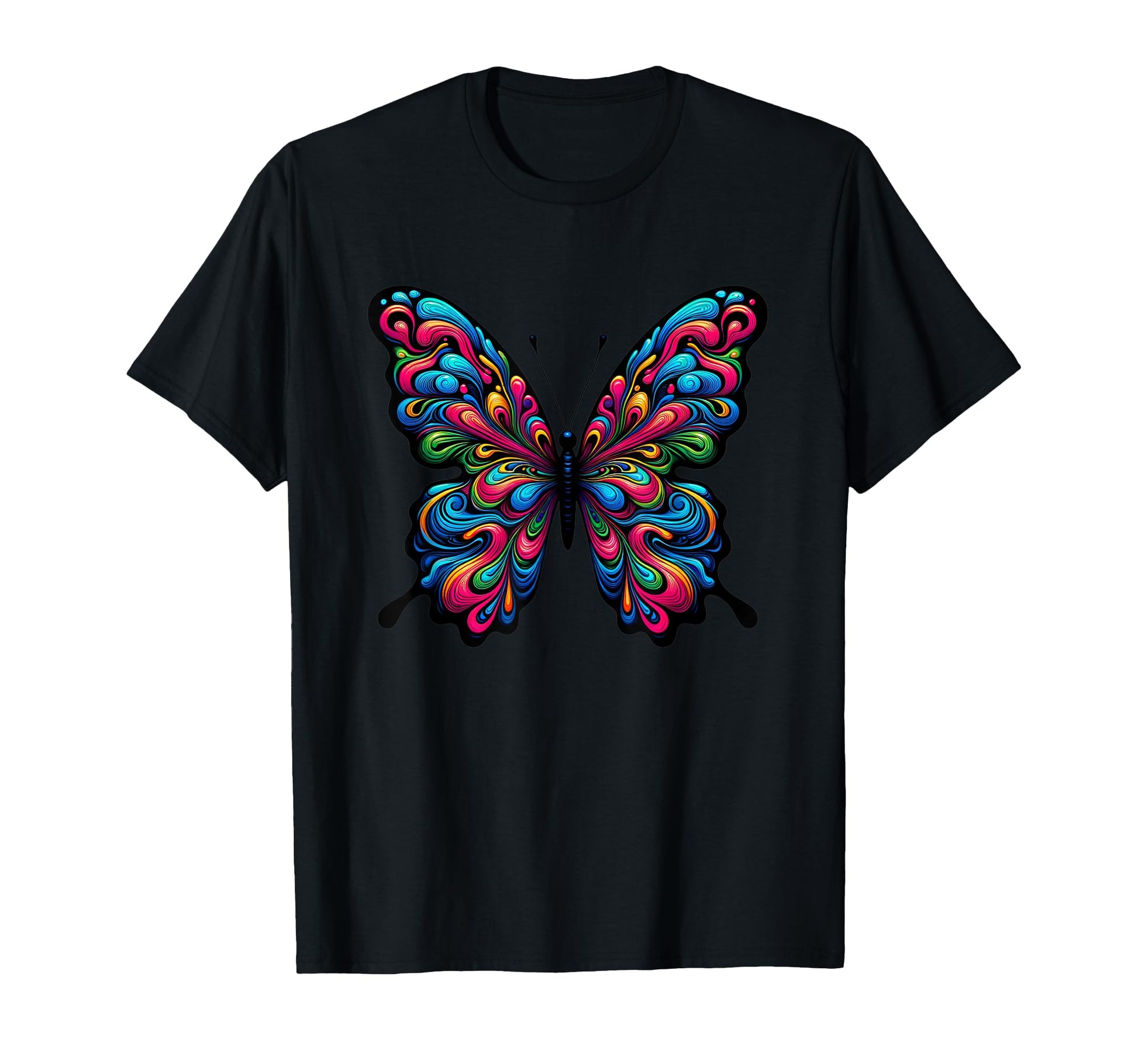 Butterfly Vibrant Psychedelic Color T-Shirt - Casual Everyday Wear Unisex - T-Shirt, Sweatshirt, Hoodie