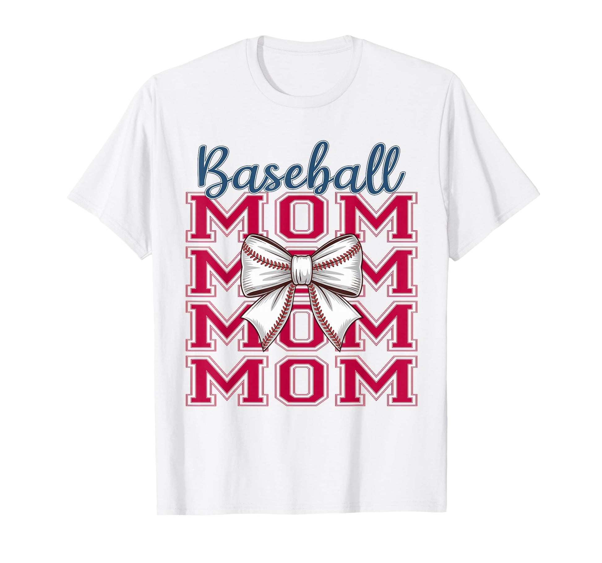 Baseball Mom Coquette Bow Mama T-Shirt - Minimalist Print for Adults - T-Shirt, Sweatshirt, Hoodie