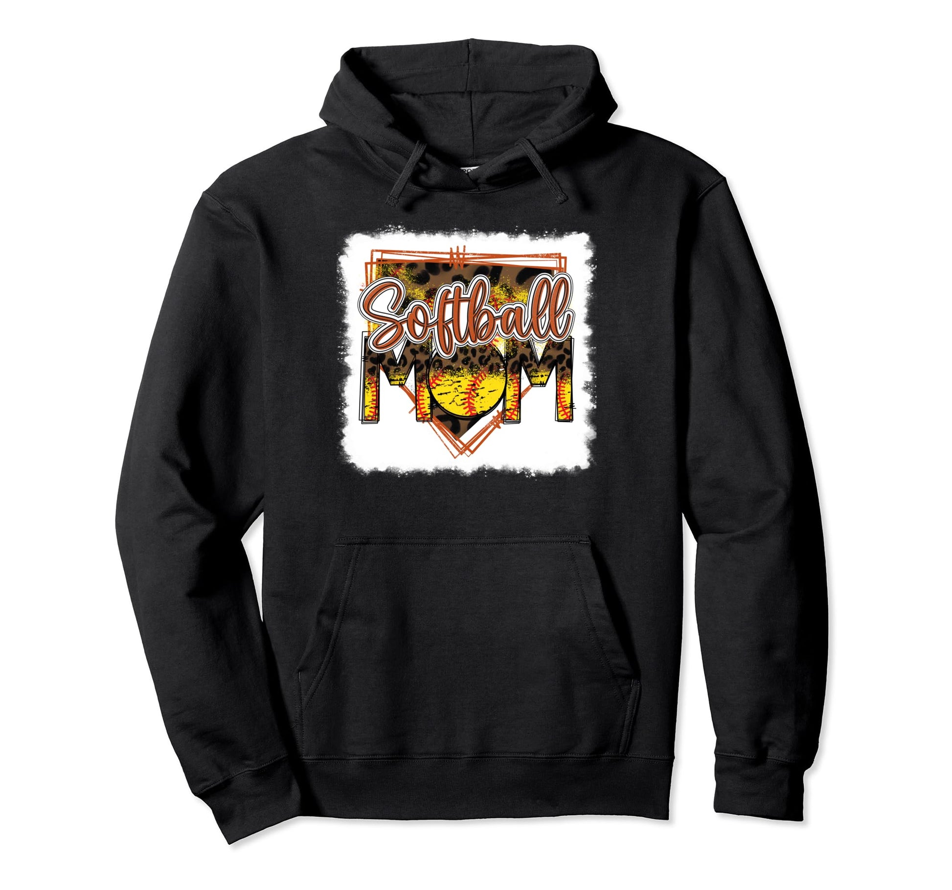 Bleached Softball Mom Leopard Funny Hoodie - Custom Art Print Men Women - T-Shirt, Sweatshirt, Hoodie