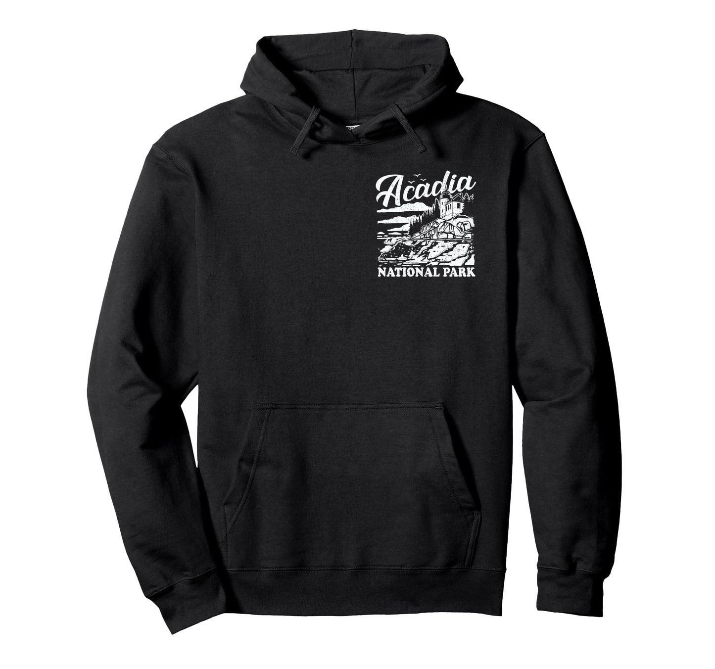 Acadia National Park Distressed Front Hoodie - Aesthetic Graphic Men Women - T-Shirt, Sweatshirt, Hoodie