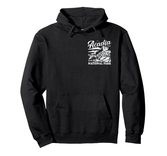 Acadia National Park Distressed Front Hoodie - Aesthetic Graphic Men Women - T-Shirt, Sweatshirt, Hoodie