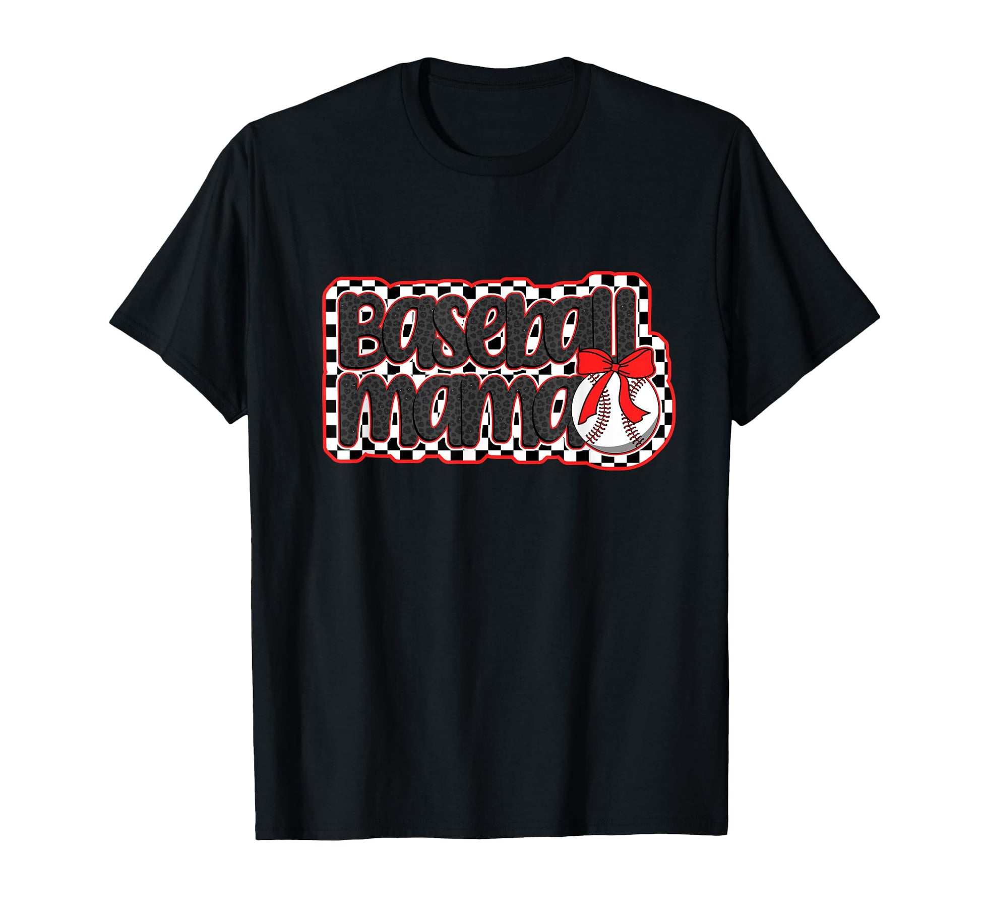 Baseball Mama Coquette Checkered T-Shirt - Custom Art Print for Adults - T-Shirt, Sweatshirt, Hoodie