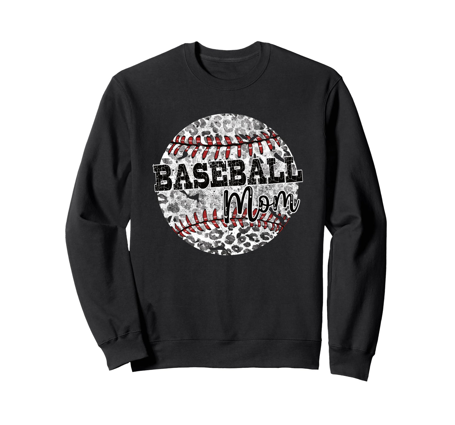 Leopard Baseball Mom Distressed Sweatshirt - Streetwear Style for Adults - T-Shirt, Sweatshirt, Hoodie