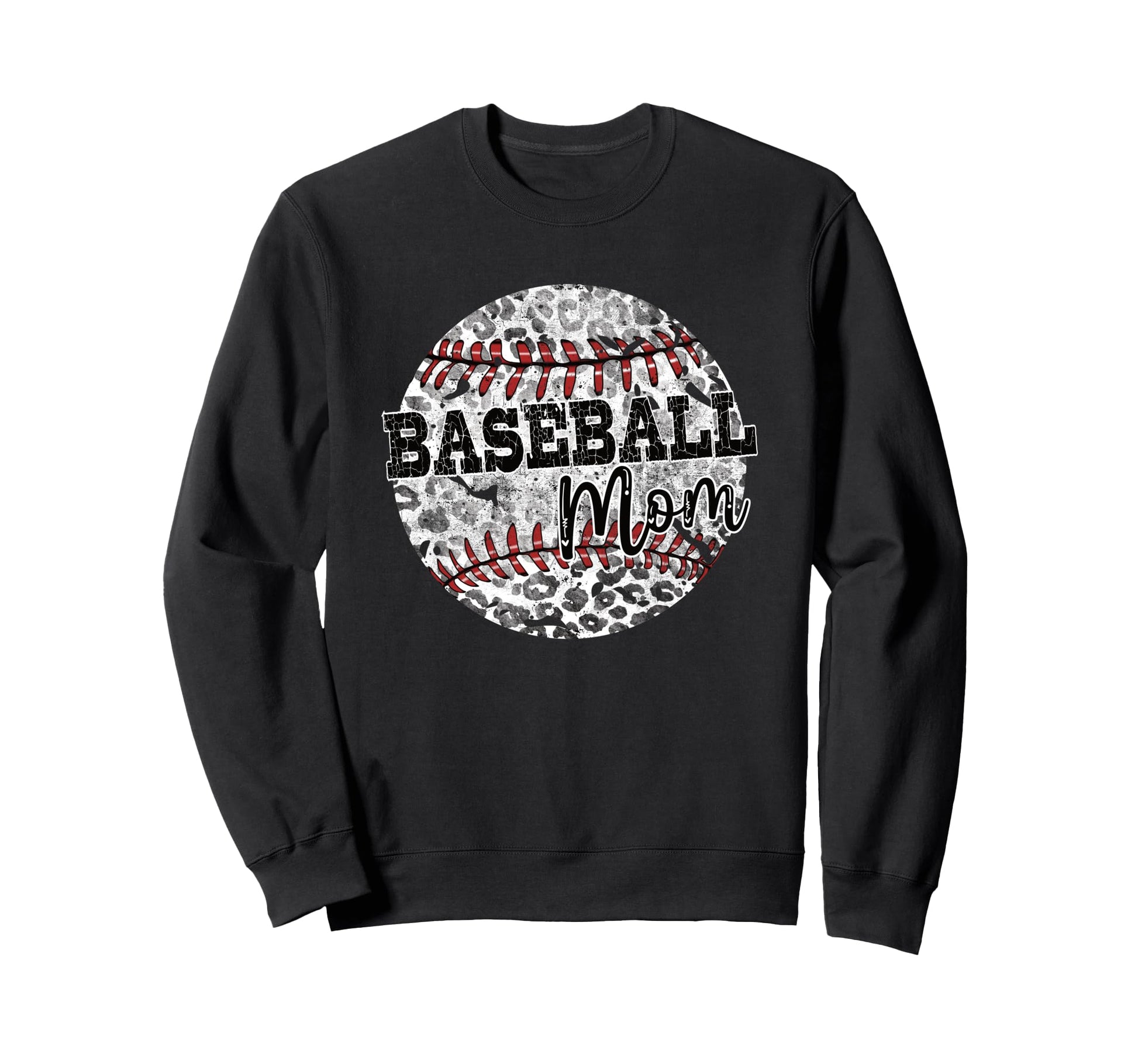 Leopard Baseball Mom Distressed Sweatshirt - Streetwear Style for Adults - T-Shirt, Sweatshirt, Hoodie