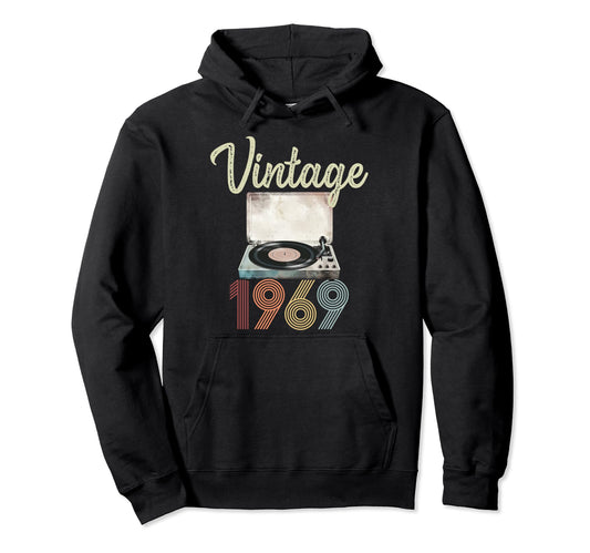 1969 Vinyl Record Player 55Th Birthday Hoodie - Minimalist Print Unisex - T-Shirt, Sweatshirt, Hoodie