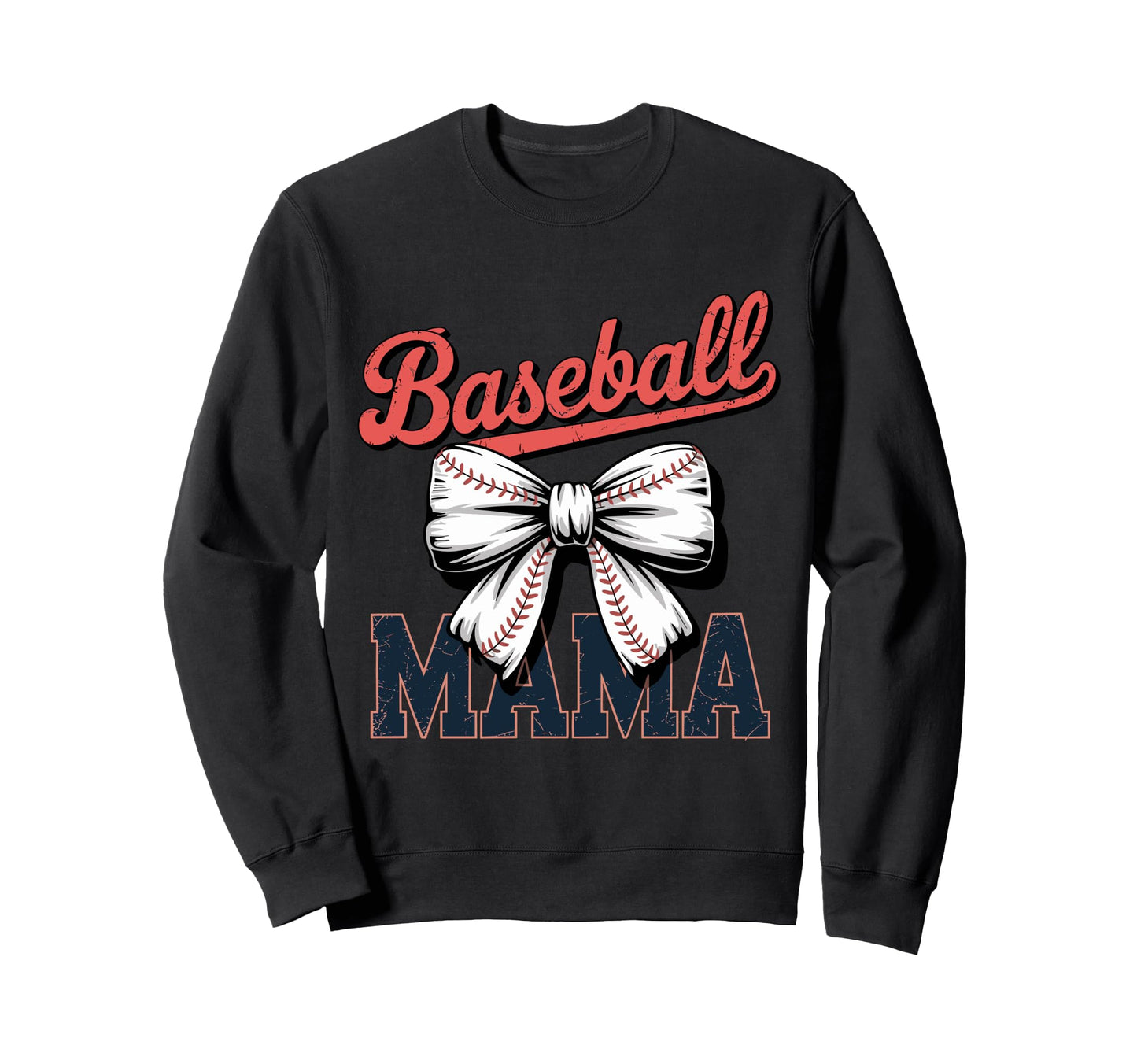 Coquette Bow Baseball Mama Sports Sweatshirt - Custom Art Print for Adults - T-Shirt, Sweatshirt, Hoodie