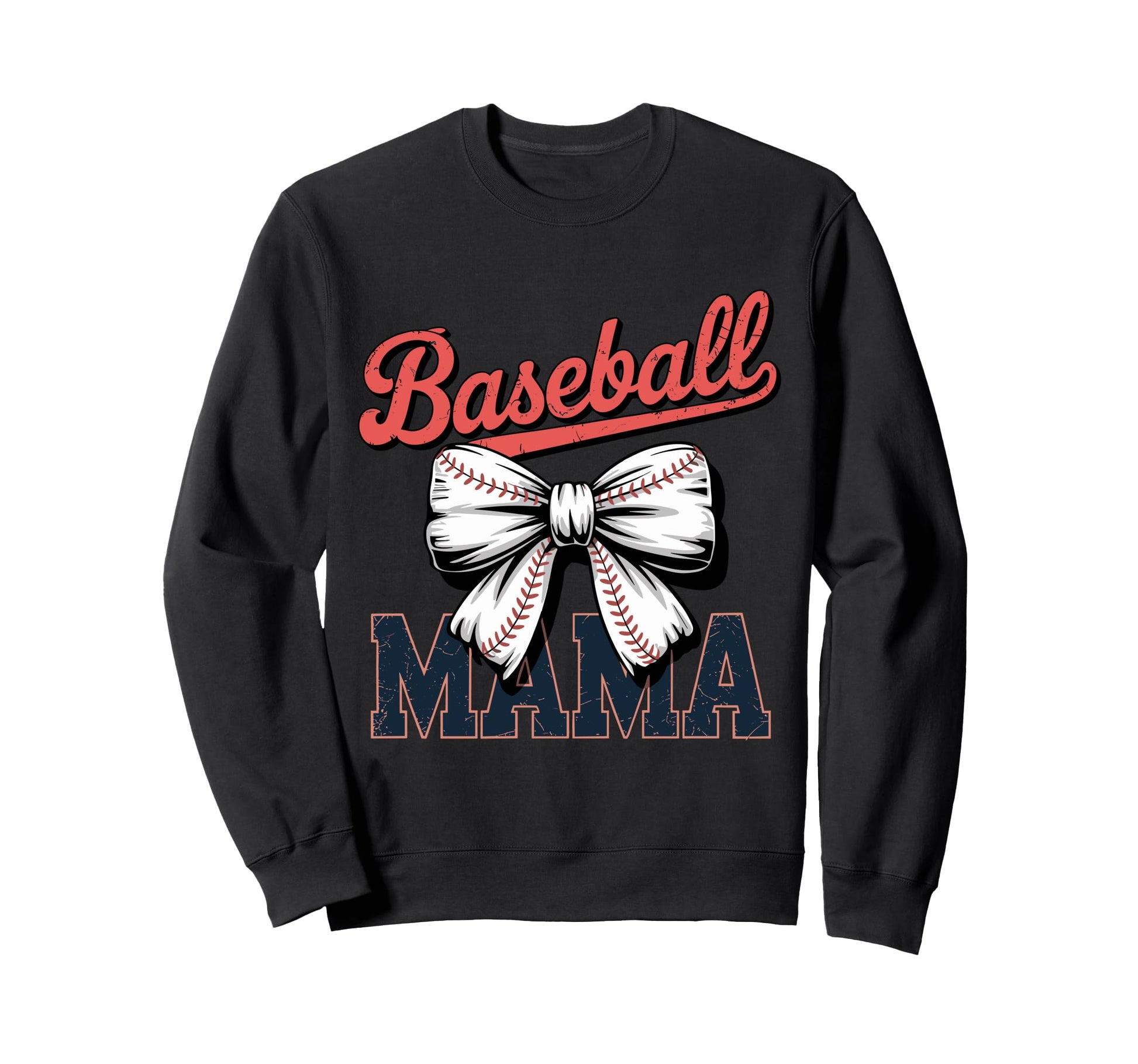 Coquette Bow Baseball Mama Sports Sweatshirt - Custom Art Print for Adults - T-Shirt, Sweatshirt, Hoodie