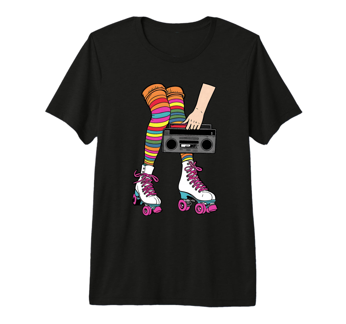 Roller Skates Boombox 80S 90S Throwback T-Shirt - Graphic Print for Adults - T-Shirt, Sweatshirt, Hoodie
