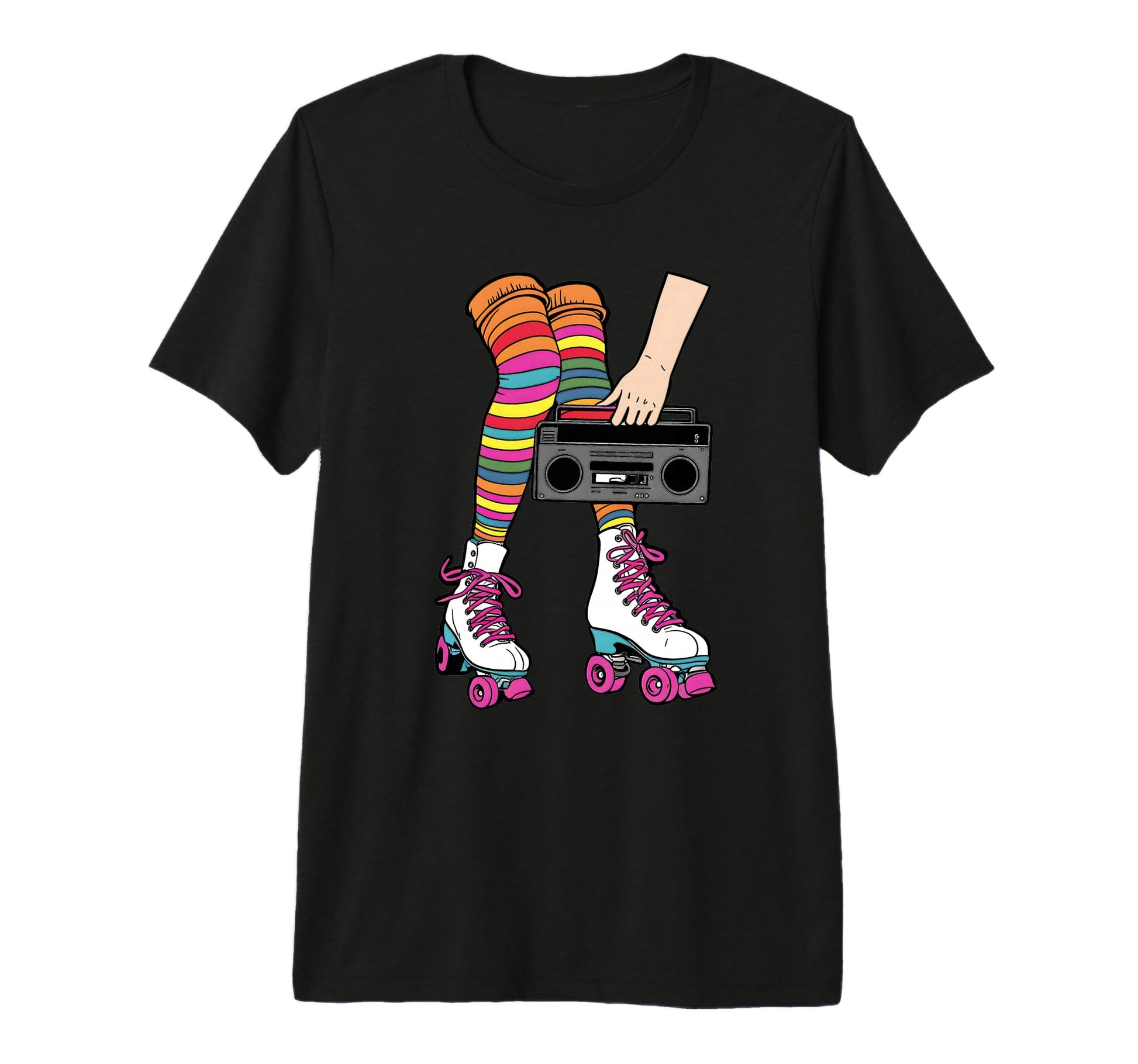 Roller Skates Boombox 80S 90S Throwback T-Shirt - Graphic Print for Adults - T-Shirt, Sweatshirt, Hoodie