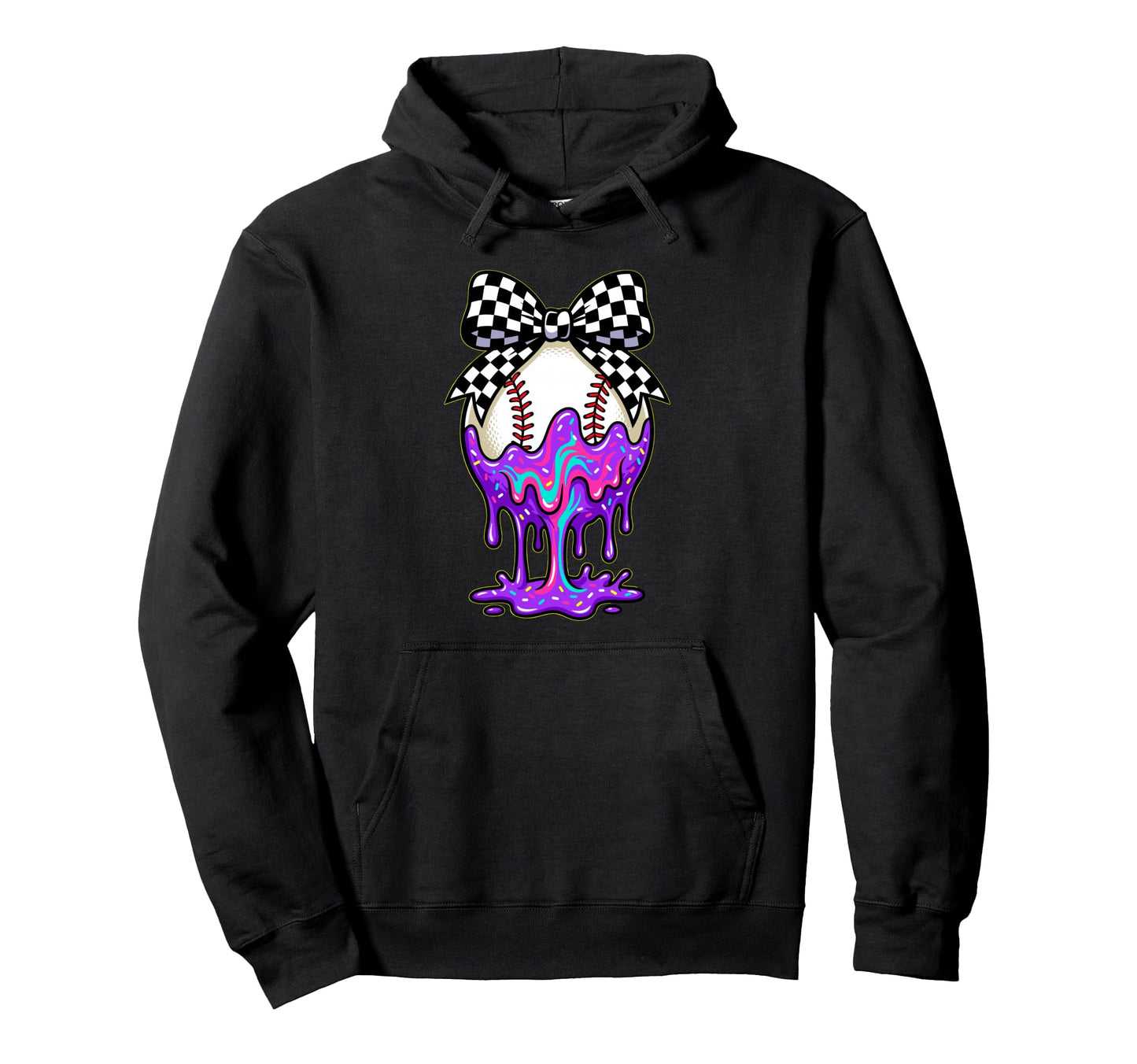 Softball Coquette Bow Dripping Slime Hoodie - Custom Art Print for Adults - T-Shirt, Sweatshirt, Hoodie