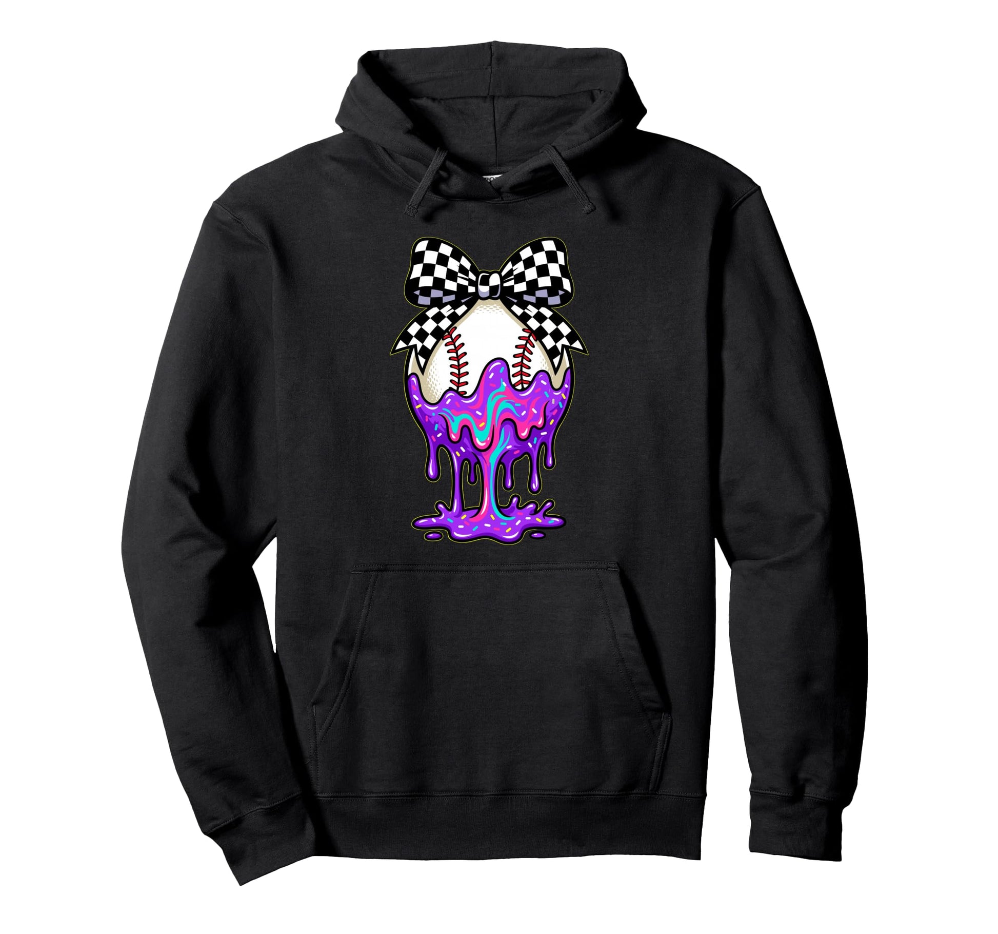 Softball Coquette Bow Dripping Slime Hoodie - Custom Art Print for Adults - T-Shirt, Sweatshirt, Hoodie
