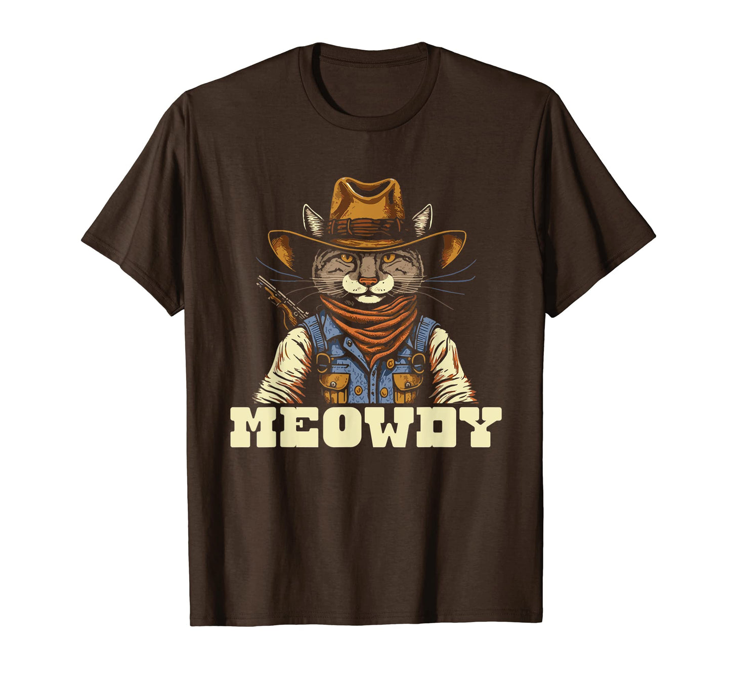 Meowdy Funny Country Music Cat Cowboy Hat T-Shirt - Minimalist Print Unisex - T-Shirt, Sweatshirt, Hoodie