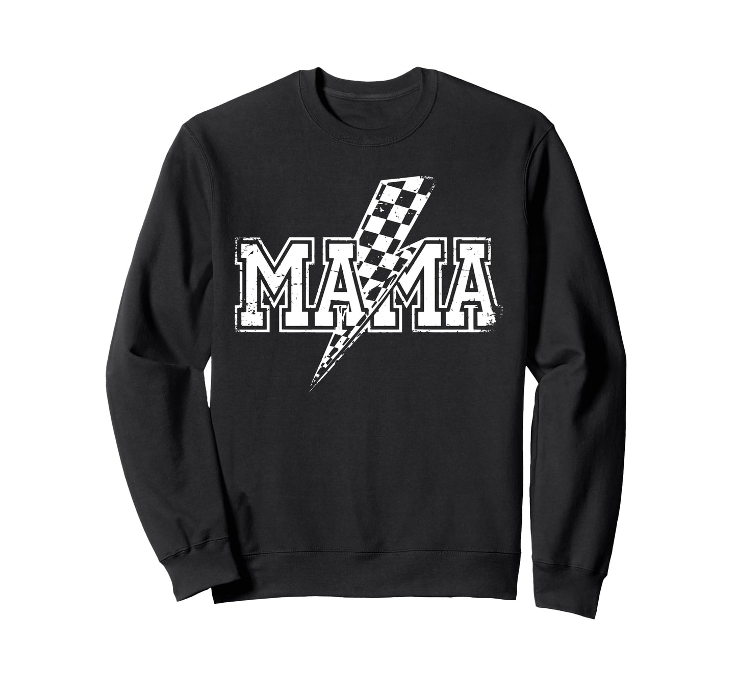 Mama Lightning Bolt Checkered Sweatshirt - Casual Everyday Wear Unisex - T-Shirt, Sweatshirt, Hoodie