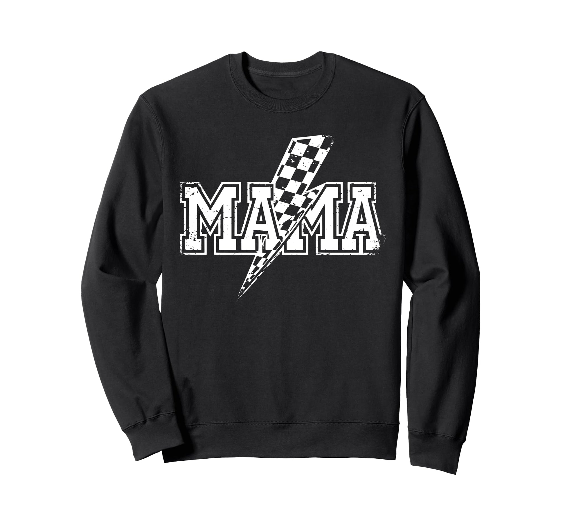Mama Lightning Bolt Checkered Sweatshirt - Casual Everyday Wear Unisex - T-Shirt, Sweatshirt, Hoodie