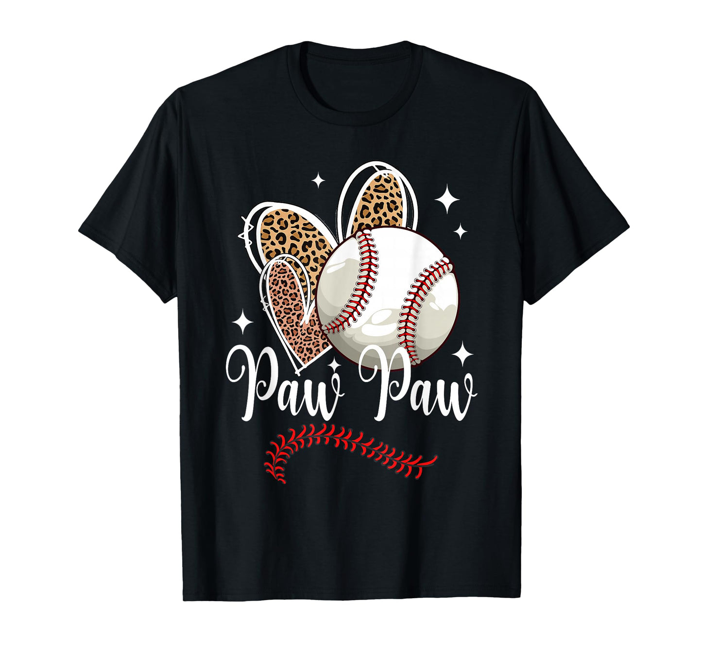 Baseball Paw Paw Funny Leopard Heart T-Shirt - Graphic Print Men Women - T-Shirt, Sweatshirt, Hoodie