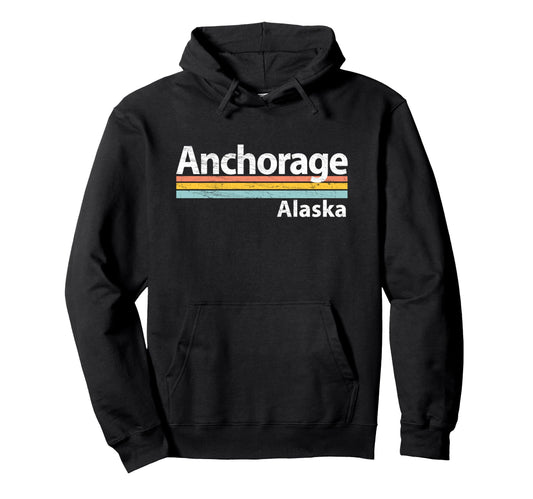 Anchorage Alaska Worn Stripes Hoodie - Minimalist Print Men Women - T-Shirt, Sweatshirt, Hoodie