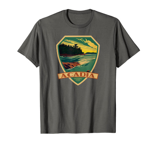 Acadia National Park Wpa Badge T-Shirt - Fun Novelty Design Men Women - T-Shirt, Sweatshirt, Hoodie