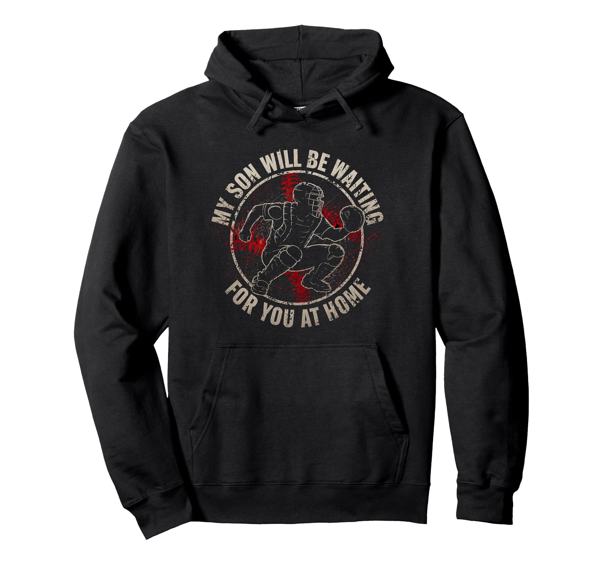 Baseball Catcher Parent Waring Son Hoodie - Trendy Graphic for Adults - T-Shirt, Sweatshirt, Hoodie