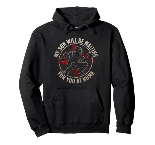 Baseball Catcher Parent Waring Son Hoodie - Trendy Graphic for Adults - T-Shirt, Sweatshirt, Hoodie