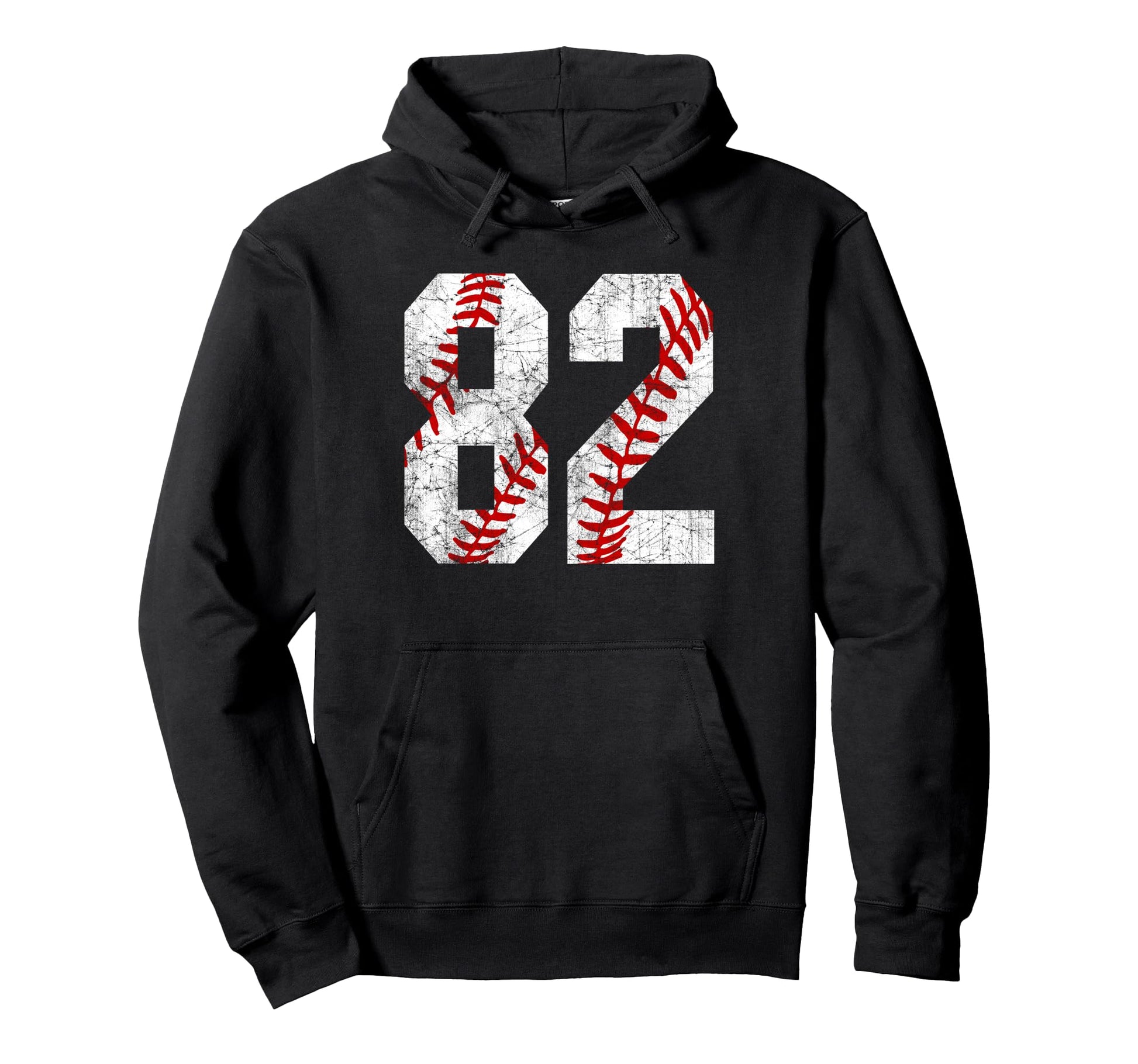 Distressed Baseball Number 82 Jersey Uniform Hoodie - Graphic Print Unisex - T-Shirt, Sweatshirt, Hoodie
