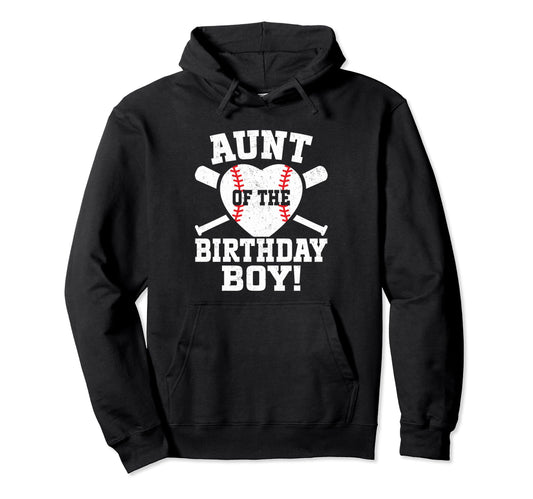Aunt Birthday Baseball Birthday Matching Hoodie - Graphic Print Unisex - T-Shirt, Sweatshirt, Hoodie