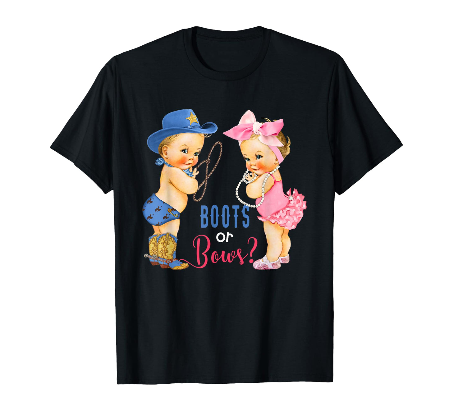 Boots Or Bows Gender Reveal T-Shirt - Casual Everyday Wear for Adults - T-Shirt, Sweatshirt, Hoodie