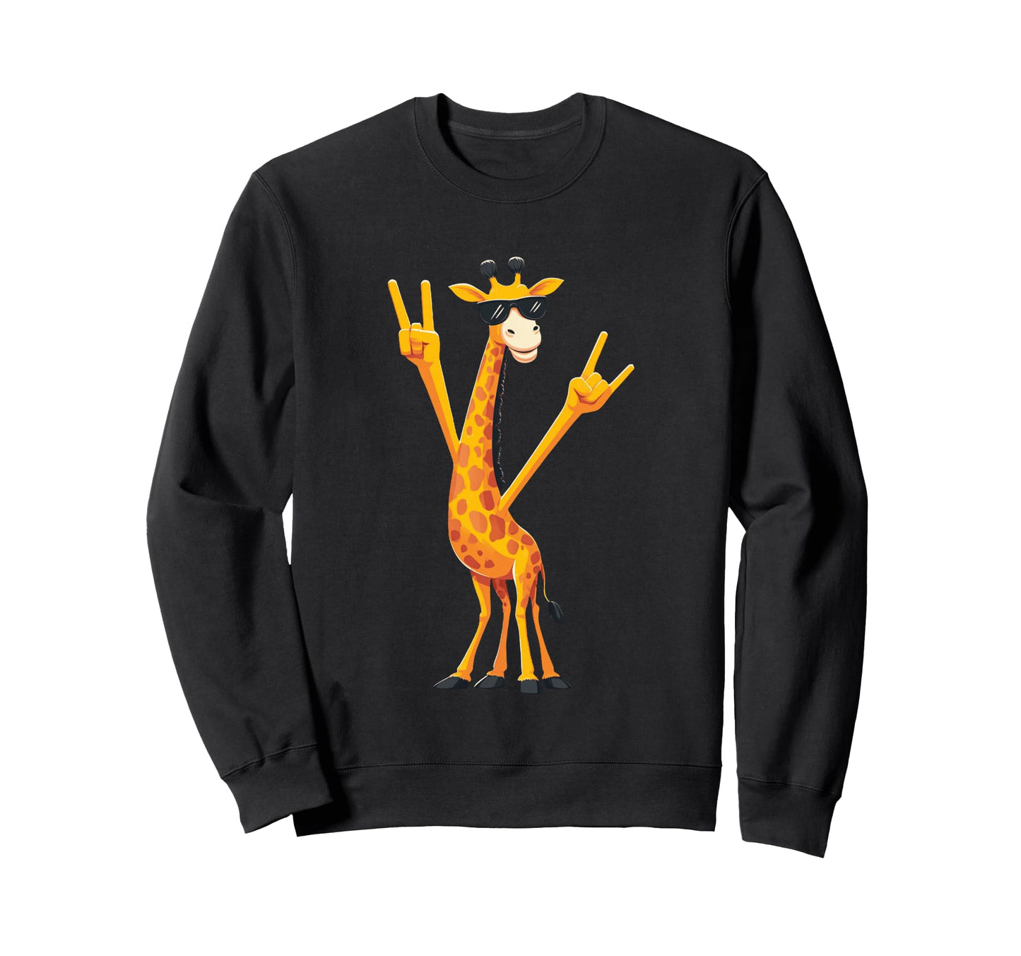 Giraffe Double Rock Hand Signs Sweatshirt - Custom Art Print Men Women - T-Shirt, Sweatshirt, Hoodie