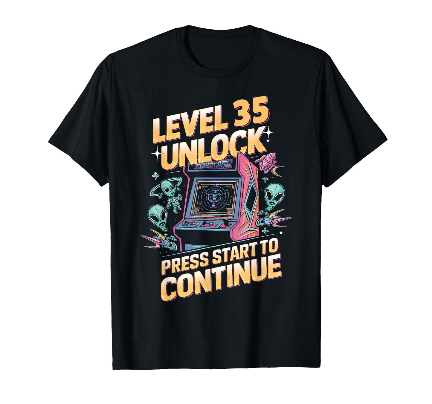 Level 35 Unlock Birthday Gamer 35 Year T-Shirt - Custom Art Print Unisex - T-Shirt, Sweatshirt, Hoodie