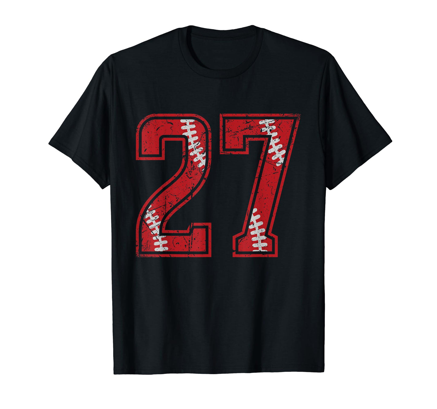 Number 27 Distressed Baseball T-Shirt - Fun Novelty Design Men Women - T-Shirt, Sweatshirt, Hoodie