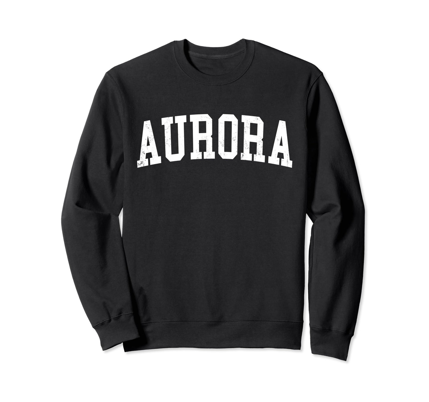Aurora Oh Distressed White Varsity Sweatshirt - Graphic Print for Adults - T-Shirt, Sweatshirt, Hoodie
