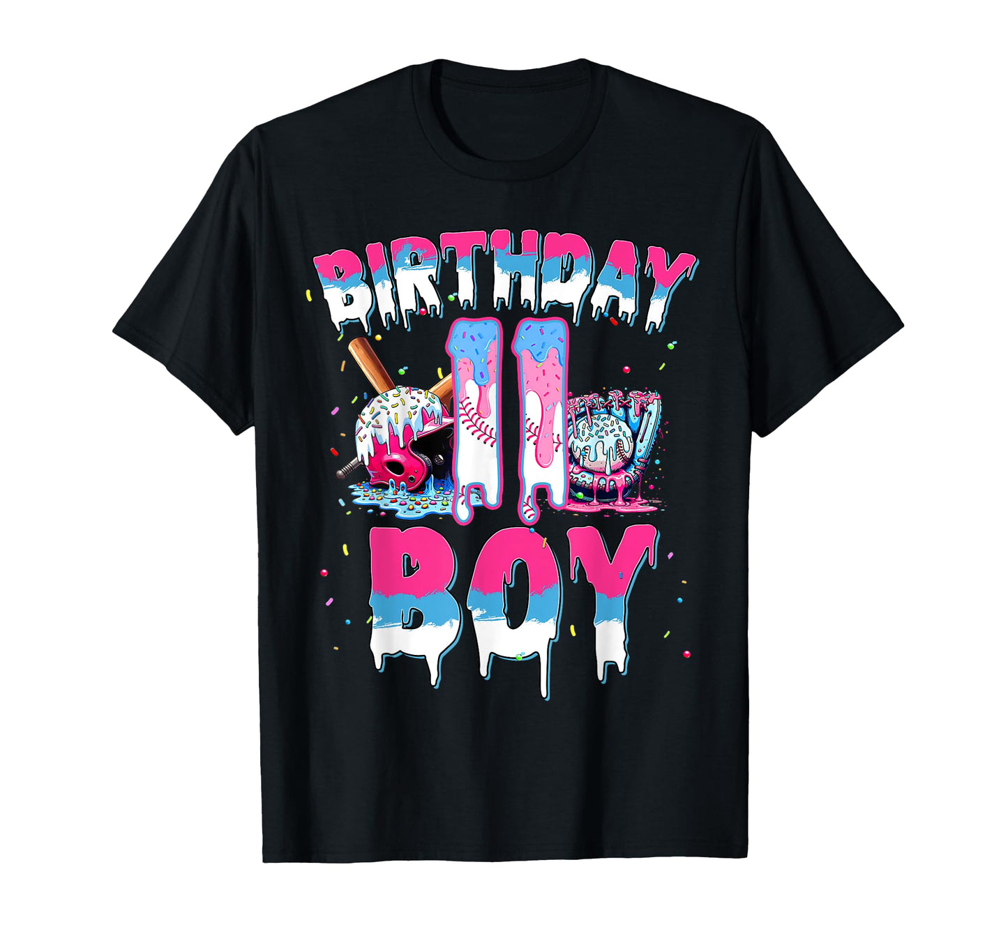 Baseball 11 Year Old Ice Cream Drip 9Th T-Shirt - Trendy Graphic Unisex - T-Shirt, Sweatshirt, Hoodie