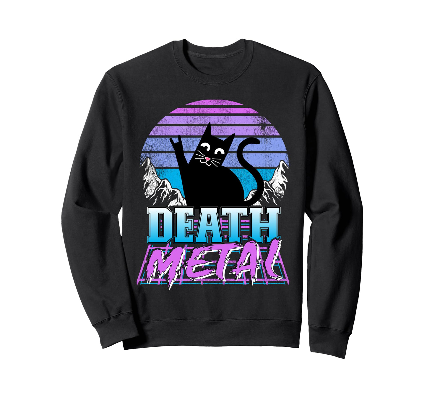 Retrowave Pastel Goth Cat 80S Sweatshirt - Aesthetic Graphic Men Women - T-Shirt, Sweatshirt, Hoodie