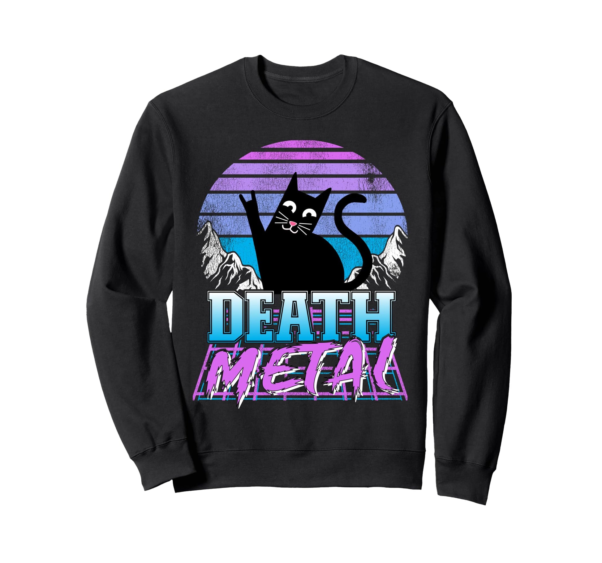 Retrowave Pastel Goth Cat 80S Sweatshirt - Aesthetic Graphic Men Women - T-Shirt, Sweatshirt, Hoodie