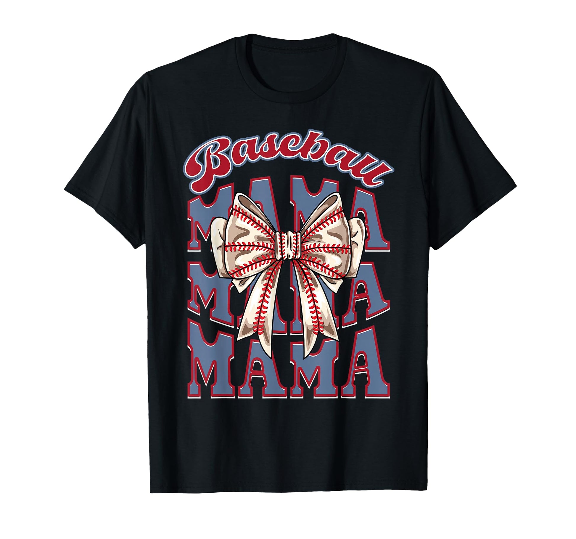 Baseball Mama Coquette Bow Mothers Day T-Shirt - Custom Art Print Unisex - T-Shirt, Sweatshirt, Hoodie