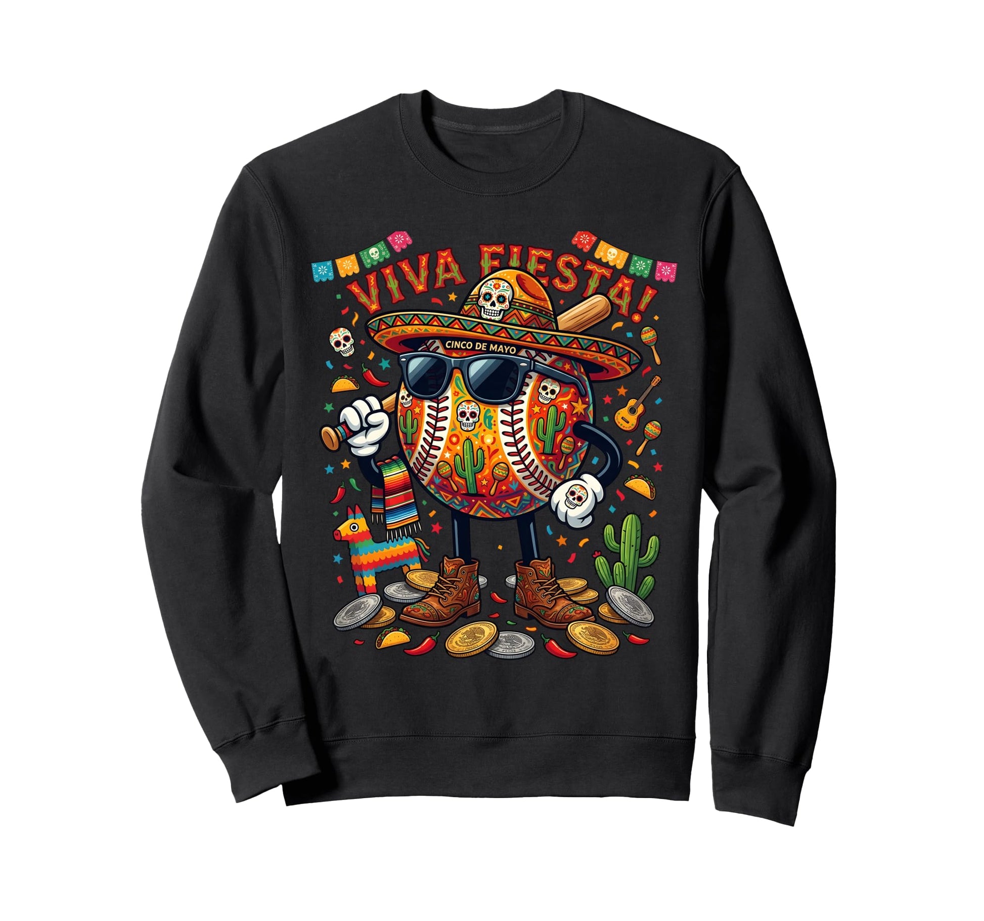 Cinco De Mayo Baseball Drip Taco Sweatshirt - Custom Art Print for Adults - T-Shirt, Sweatshirt, Hoodie