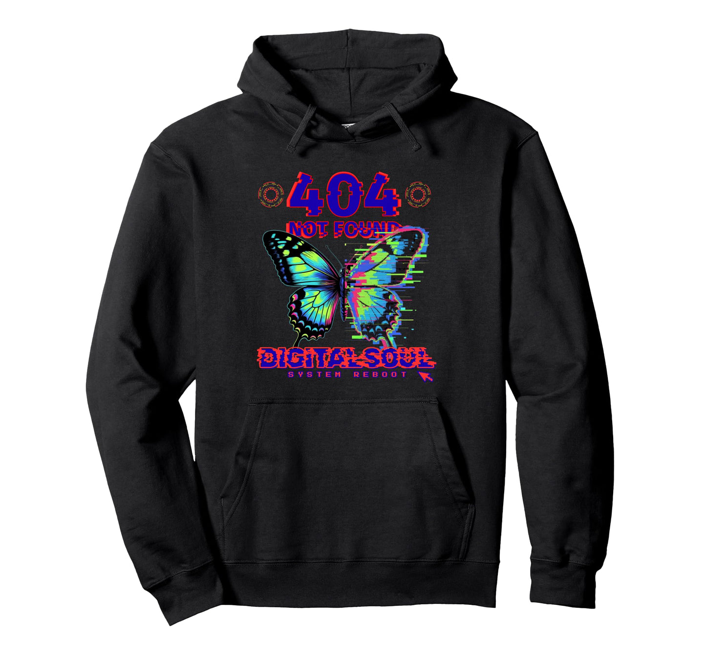 Glitch Butterfly Cyberpunk Y2K Hoodie - Aesthetic Graphic Men Women - T-Shirt, Sweatshirt, Hoodie